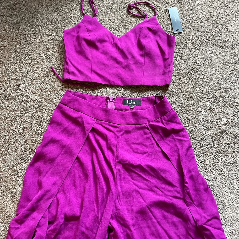 Lulu's magenta 2-piece jumpsuit. NWT.